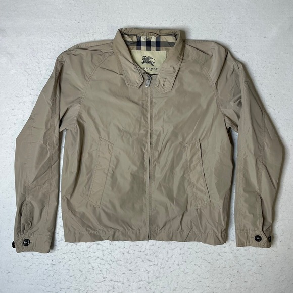 Burberry Other - Burberry Harrington Jacket Mens Large Tan Nova Check Lining Lightweight Full Zip